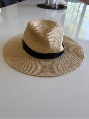 J. Crew Straw Fedora with Black Band